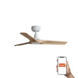 Heywood 90cm Smart Ceiling Fan White, Pine Blades