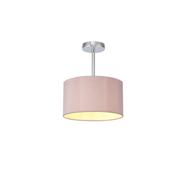 Baymont Polished Chrome E27 Semi Flush With 30cm x 17cm Dual Faux Silk Shade, Taupe/Halo Gold - image 1