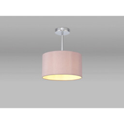 Baymont Polished Chrome E27 Semi Flush With 30cm x 17cm Dual Faux Silk Shade, Taupe/Halo Gold - thumbnail 2