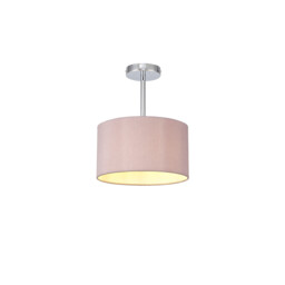 Baymont Polished Chrome E27 Semi Flush With 30cm x 17cm Dual Faux Silk Shade, Taupe/Halo Gold