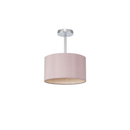 Baymont Polished Chrome E27 Semi Flush With 30cm x 17cm Dual Faux Silk Shade, Taupe/Halo Gold - thumbnail 5