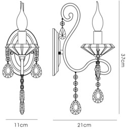 Vela Wall Lamp Switched 1 Candle Light French Gold, Crystal - thumbnail 3