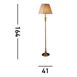 Flemish 1 Light Floor Lamp Antique Brass with Pleated Fabric Shade, E27 - thumbnail 5