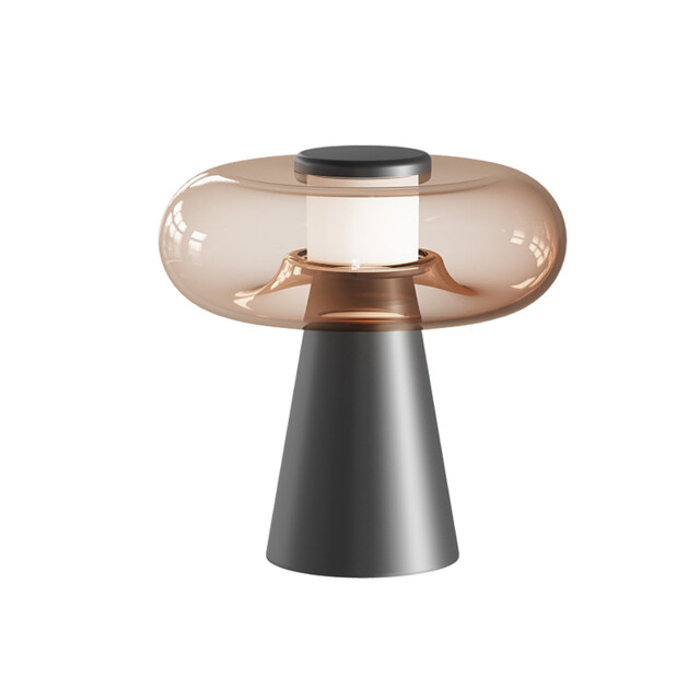 Aerisca 35cm Table Lamp Black Matt-Tawny Glass LED 3000K Dimmable - image 1