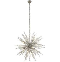 Starburst 8 Light Satin Silver Ceiling Pendant with Clear Glass Bead Detail