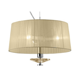 Tiffany Pendant 3+1 Light E27+G9, Polished Chrome With Cream Shade & Clear Crystal - thumbnail 5
