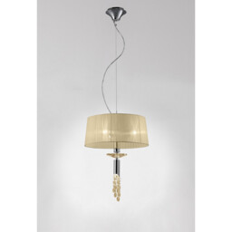 Tiffany Pendant 3+1 Light E27+G9, Polished Chrome With Cream Shade & Clear Crystal - thumbnail 2