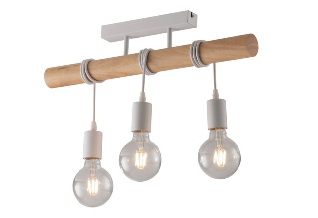 Arizona Bar Ceiling Semi Flush Light, Pine, White, E27