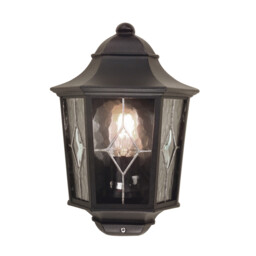 Norfolk 1 Light Outdoor Wall Half Lantern Light Black IP44, E27