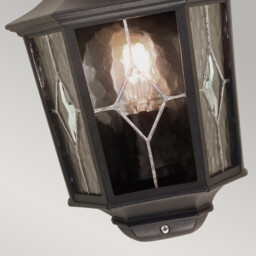 Norfolk 1 Light Outdoor Wall Half Lantern Light Black IP44, E27 - thumbnail 3