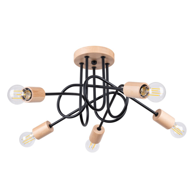 Ember Minimalist Semi Flush Ceiling 5 Light Black - image 1