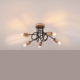 Ember Minimalist Semi Flush Ceiling 5 Light Black - thumbnail 3