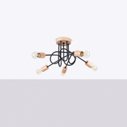 Ember Minimalist Semi Flush Ceiling 5 Light Black - thumbnail 2