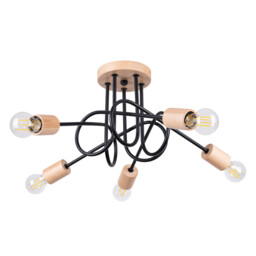Ember Minimalist Semi Flush Ceiling 5 Light Black - thumbnail 1