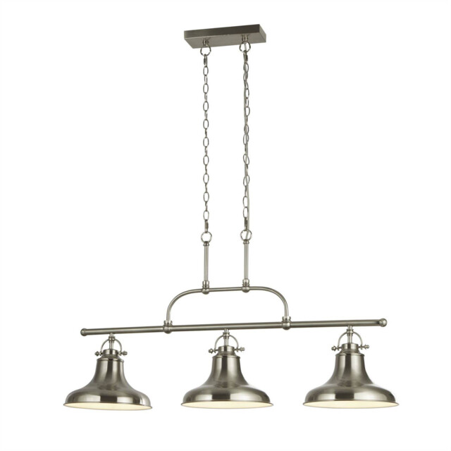 Dallas 3 Light Bar Pendant Satin Silver, White, E27 - image 1