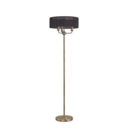 Banyan 3 Light Switched Floor Lamp With 45cm x 15cm Black Organza Shade Antique Brass/Black - thumbnail 5
