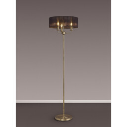 Banyan 3 Light Switched Floor Lamp With 45cm x 15cm Black Organza Shade Antique Brass/Black - thumbnail 2