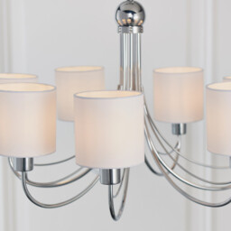 Phantom 7 Light Multi Arm Chandelier Chrome & White Tc Fabric Finish, E14 - thumbnail 3