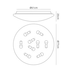 Zero Ceiling, Wall Round 77cm, 9 x E27 (Max 20W), White Acrylic - thumbnail 2