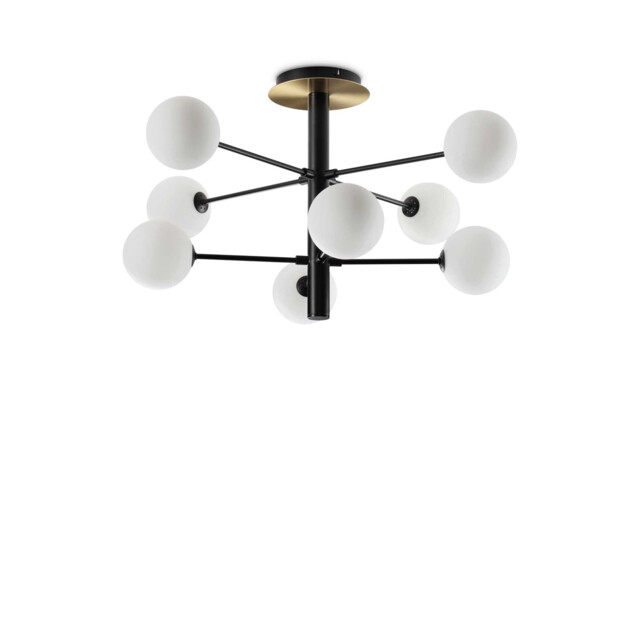 Cosmopolitan 8 Light Globe Ceiling Light Matte Black, Satin Brass