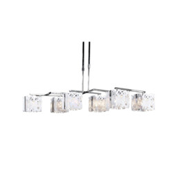 Tokio Rectangular Telescopic 6 Light G9 Line, Gloss White/Polished Chrome