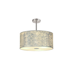 Baymont 40cm Polished Chrome 5 Light E27 Semi Flush Fixture With 50cm x 20cm Silver Leaf Shade