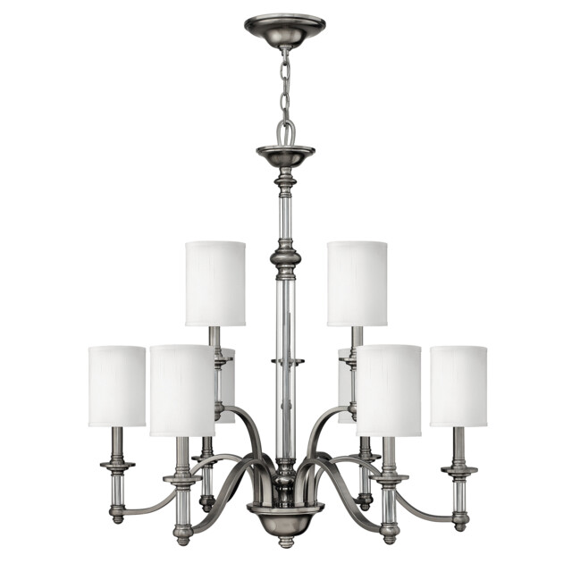 Sussex 9 Light Multi Arm Chandelier Brushed Nickel Finish, E14 - image 1