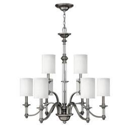 Sussex 9 Light Multi Arm Chandelier Brushed Nickel Finish, E14 - thumbnail 1