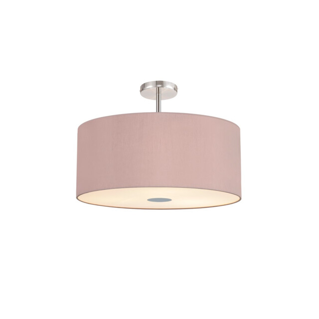 Baymont Polished Chrome 5 Light E27 Drop Flush With 60cm x 22cm Dual Faux Silk Shade, Taupe/Halo Gold - image 1