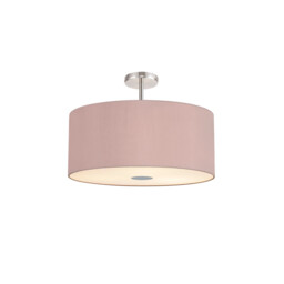 Baymont Polished Chrome 5 Light E27 Drop Flush With 60cm x 22cm Dual Faux Silk Shade, Taupe/Halo Gold