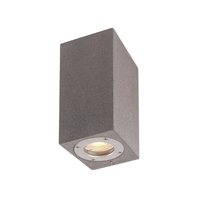 Levi Rectangular Wall Lamp, 2 x GU10 (Max 12W), IP65, Grey Concrete, 2yrs Warranty - image 1