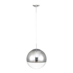 Miranda 40cm Ball Pendant 1 Light E27 Polished Chrome Suspension With Mirrored/Clear Glass Globe - thumbnail 5