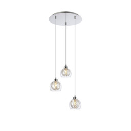 Talia Pendant Round, 3 Light G9, Polished Chrome/Silver/Clear Glass - thumbnail 1