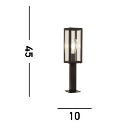 Box 1 Light Outdoor Short Bollard Light Black with Clear Glass IP44, E27 - thumbnail 3