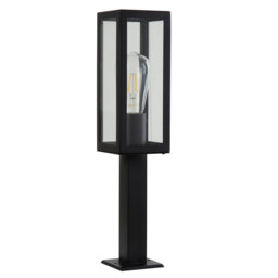 Box 1 Light Outdoor Short Bollard Light Black with Clear Glass IP44, E27 - thumbnail 2