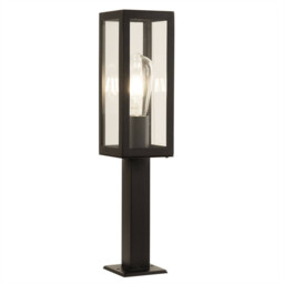 Box 1 Light Outdoor Short Bollard Light Black with Clear Glass IP44, E27 - thumbnail 1