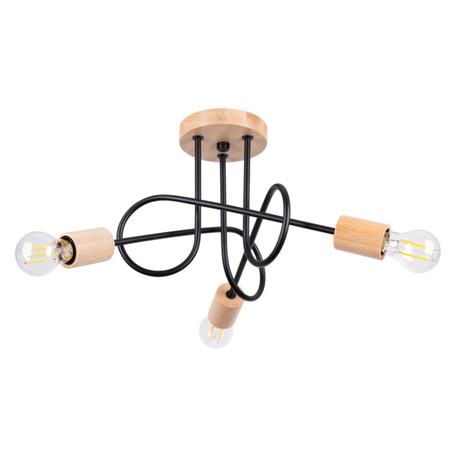 Ember Minimalist Semi Flush Ceiling 3 Light Black - image 1