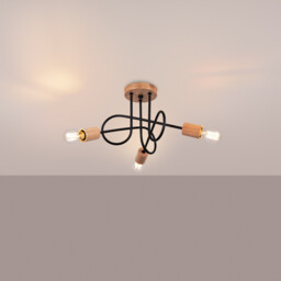 Ember Minimalist Semi Flush Ceiling 3 Light Black - thumbnail 3