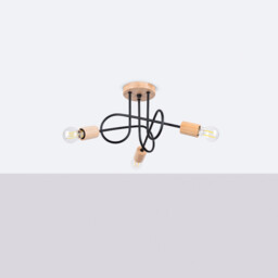 Ember Minimalist Semi Flush Ceiling 3 Light Black - thumbnail 2