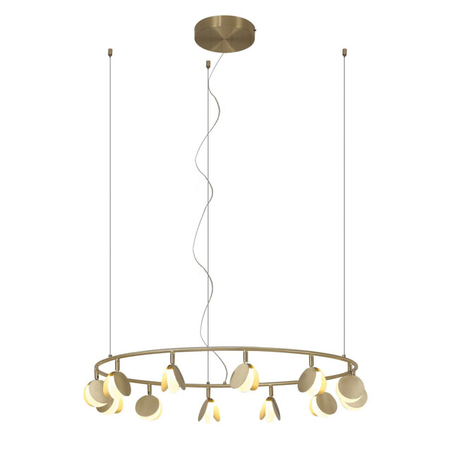 Shell 12 Light Pendant, Round, 50W LED, 3000K, 2650lm, Gold, 3yrs Warranty - image 1