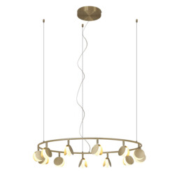 Shell 12 Light Pendant, Round, 50W LED, 3000K, 2650lm, Gold, 3yrs Warranty - thumbnail 1