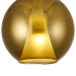 Elsa Assembly Pendant (WITHOUT PLATE) With Round Shade, 1 Light E27, Gold Glass With Frosted Inner Cone - thumbnail 5
