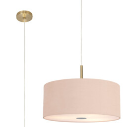 Baymont Antique Brass 5 Light E27 Single Pendant With 60cm x 22cm Dual Faux Silk Shade, Antique Gold/Ruby