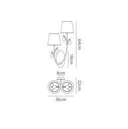 Andrea Wall Light, 2 x E14 (Max 20W), Antique Brass, White Shades, White Crystal Droplets - thumbnail 2