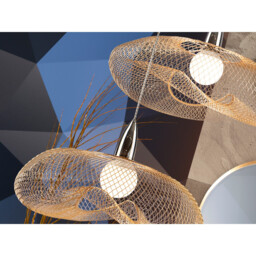 Forma Wire Frame Pendant Ceiling Light Chrome, Shiny Gold, E27 - thumbnail 3