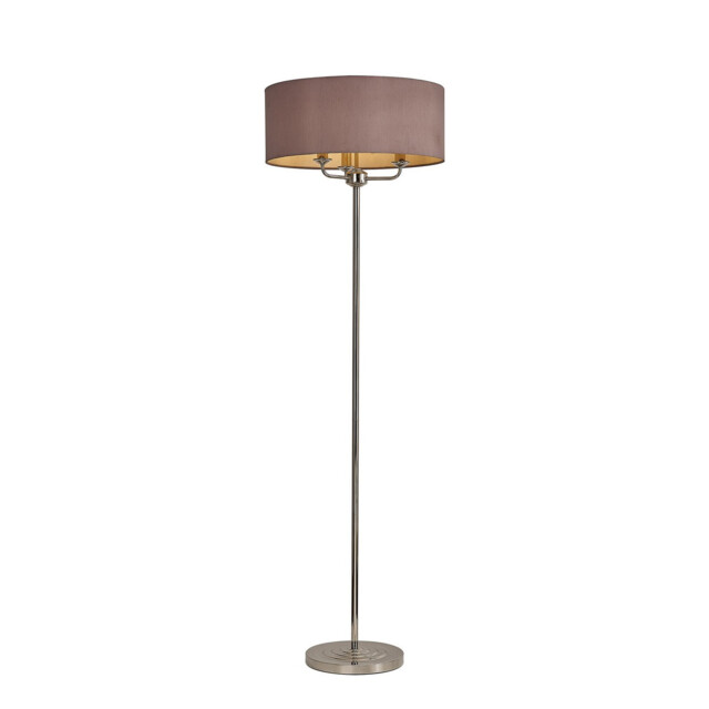 Banyan 3 Light Switched Floor Lamp With 50cm x 20cm Dual Faux Silk Shade, Taupe/Halo Gold Polished Nickel - image 1