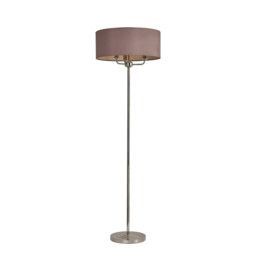 Banyan 3 Light Switched Floor Lamp With 50cm x 20cm Dual Faux Silk Shade, Taupe/Halo Gold Polished Nickel - thumbnail 5