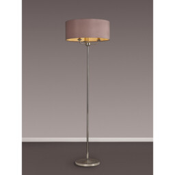 Banyan 3 Light Switched Floor Lamp With 50cm x 20cm Dual Faux Silk Shade, Taupe/Halo Gold Polished Nickel - thumbnail 2