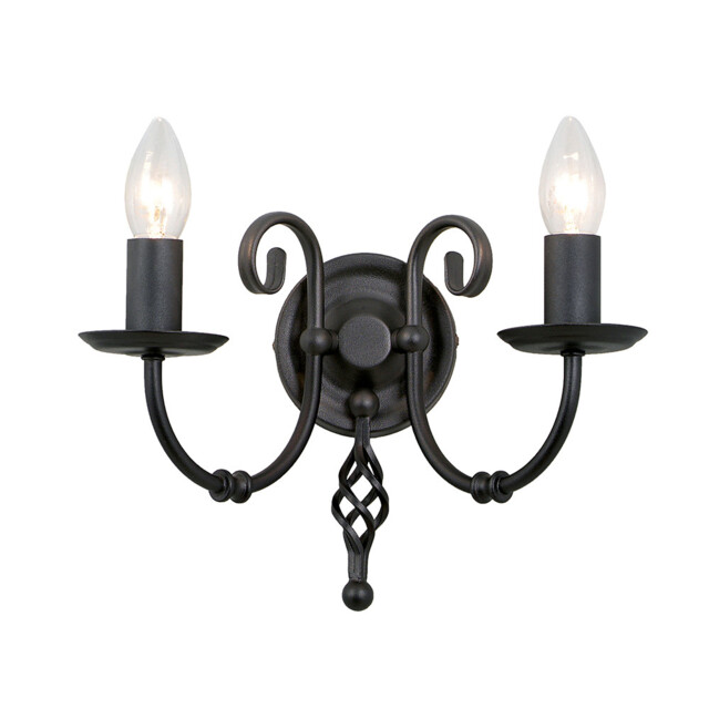 Artisan 2 Light Indoor Candle Wall Light Black, E14 - image 1