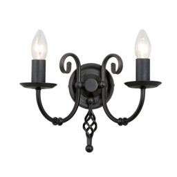 Artisan 2 Light Indoor Candle Wall Light Black, E14 - thumbnail 1